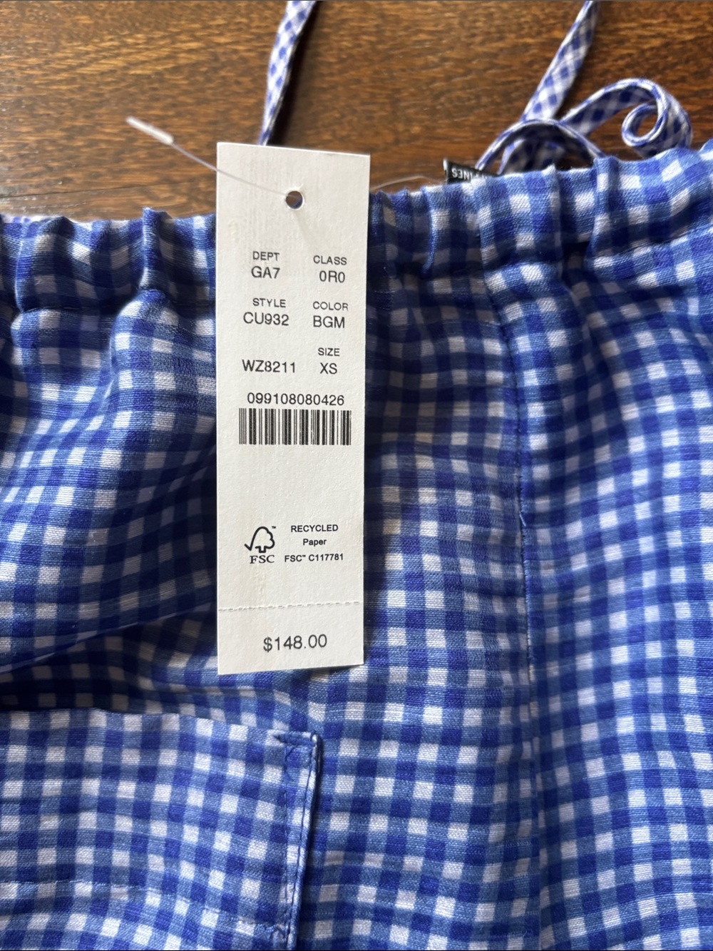 NWT XS JCrew Gingham Luna pants - Picture 6 of 8